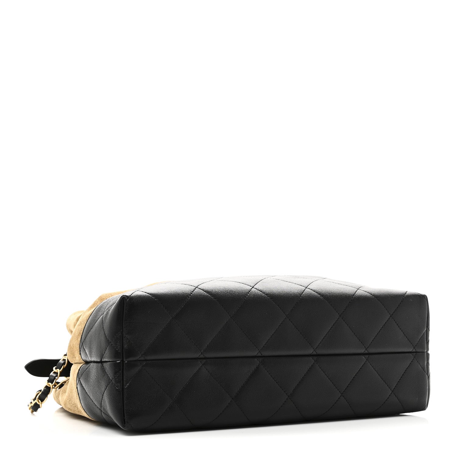 Suede Calfskin Shiny Lambskin Quilted Small Coco Base Shopping Bag Beige Black