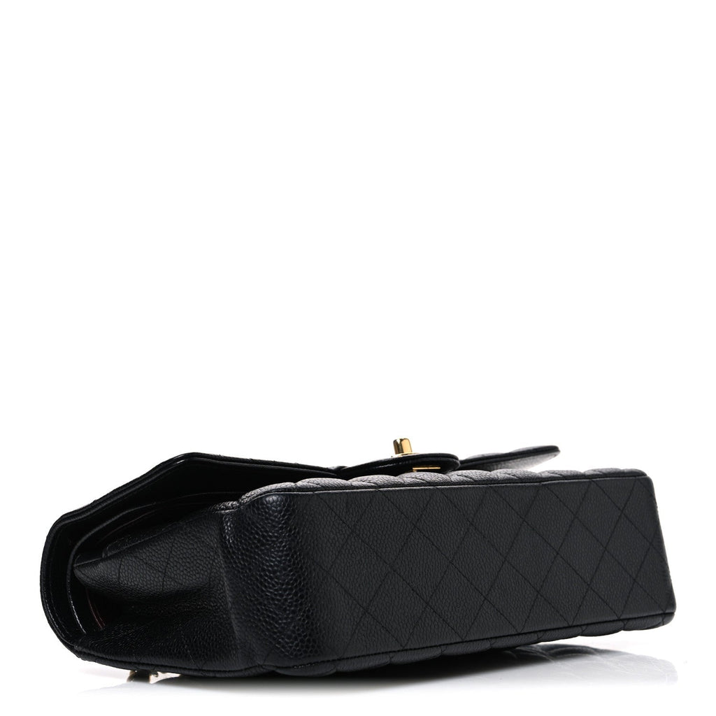 Caviar Quilted Medium Double Flap Black