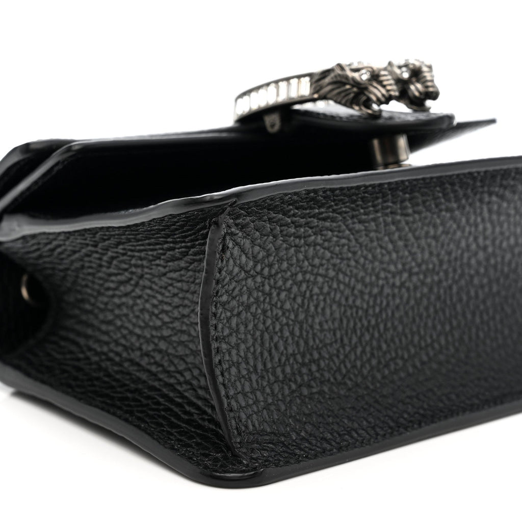 Dollar Calfskin Crystal Mini Dionysus Top Handle Bag Black Crystal