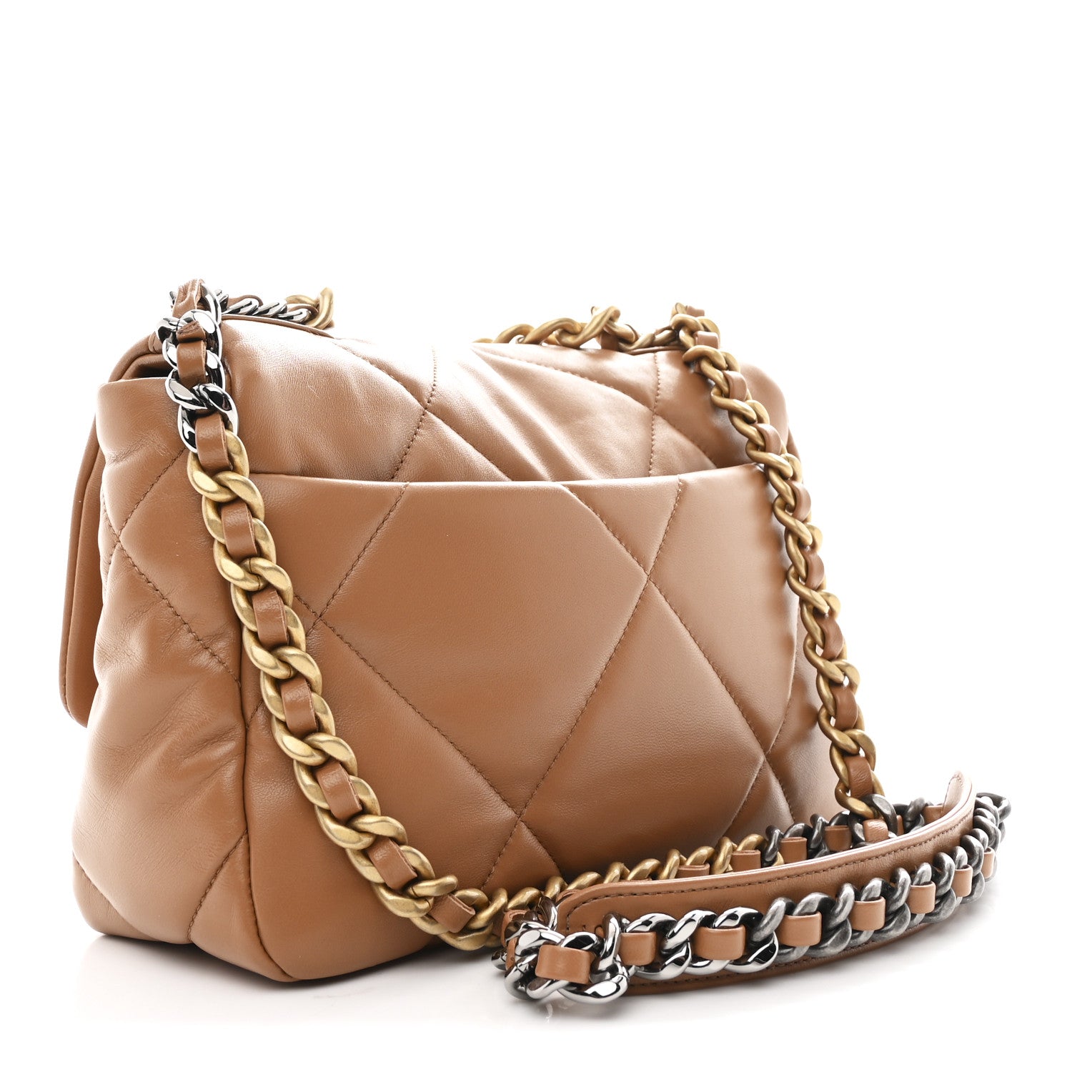Lambskin Quilted Medium Chanel 19 Flap Brown