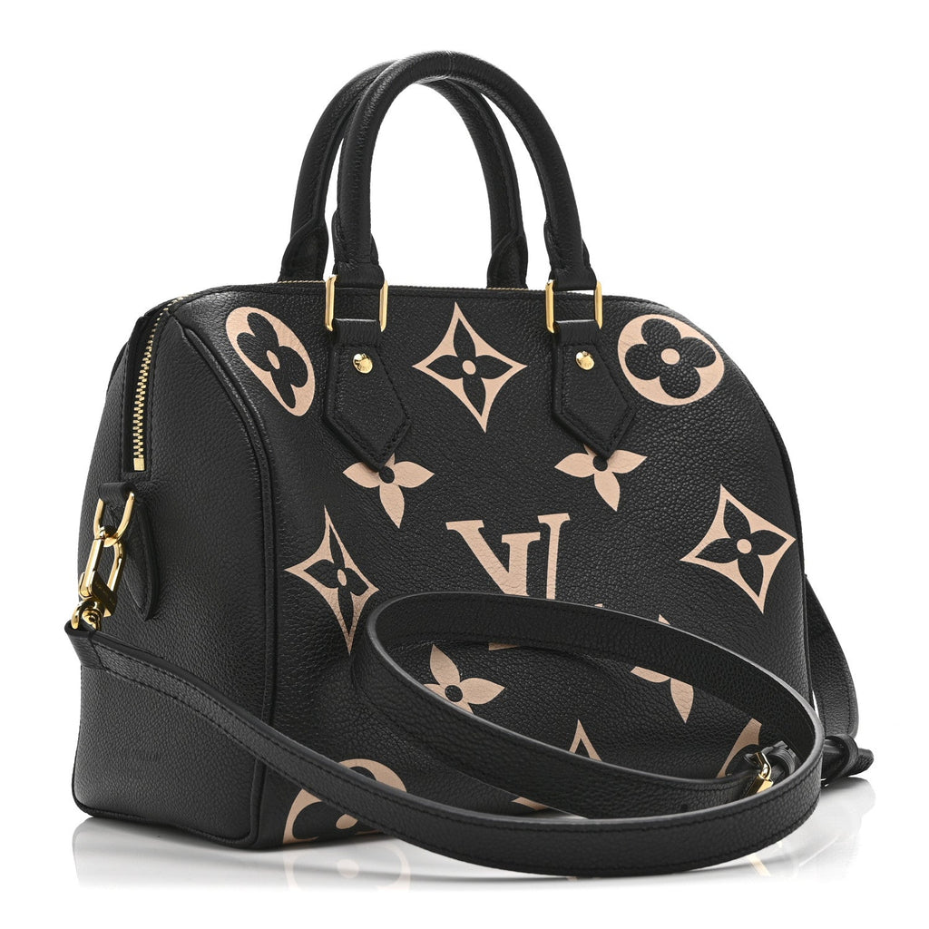 Empreinte Monogram Giant Speedy Bandouliere 25 Black Beige