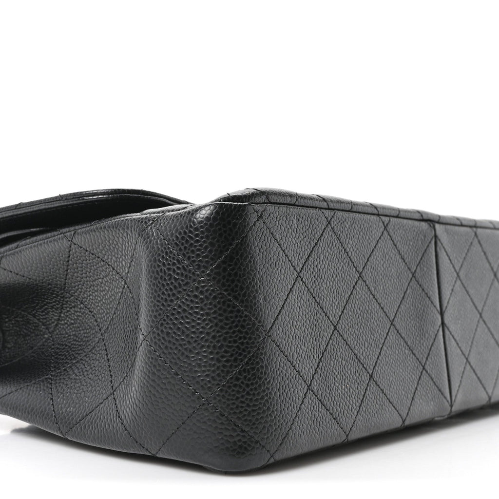 Caviar Quilted Jumbo Double Flap Black