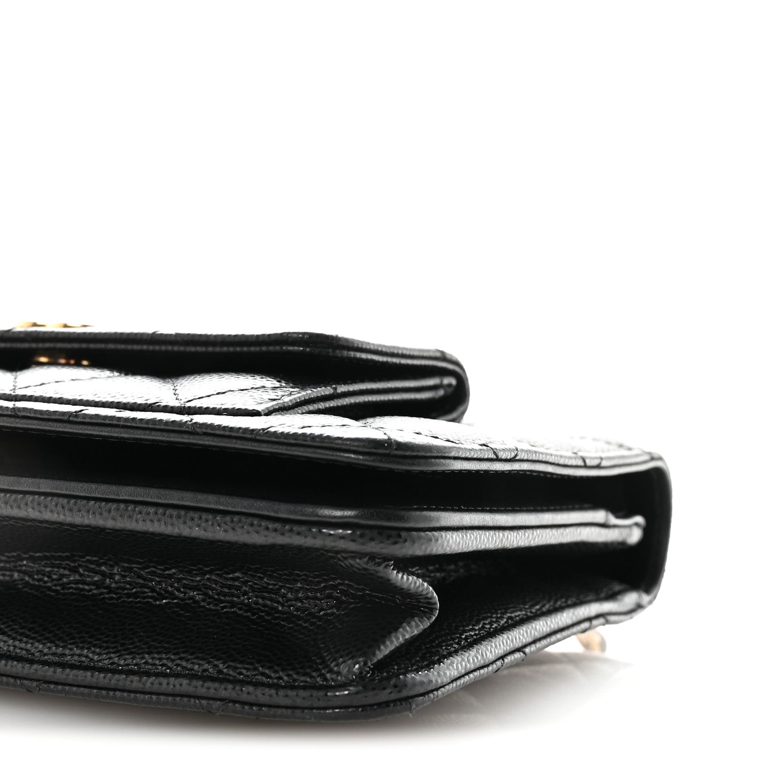 Caviar Quilted Pocket Clutch With Chain WOC Black