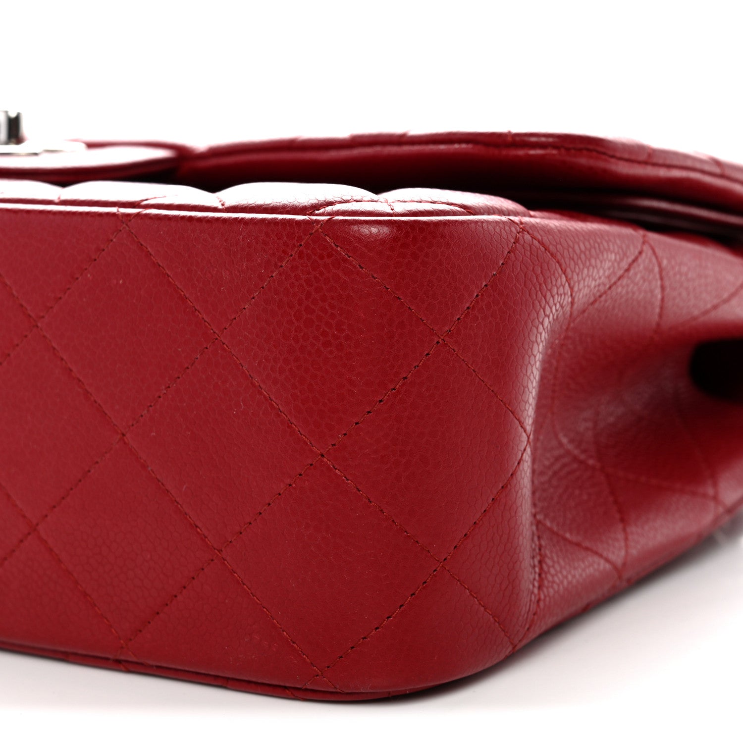 Caviar Quilted Jumbo Double Flap Dark Red