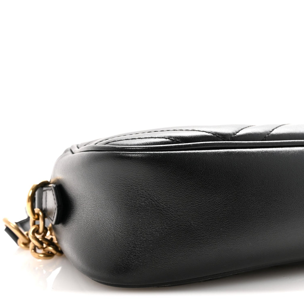 Calfskin Matelasse Small GG Marmont Chain Shoulder Bag Black