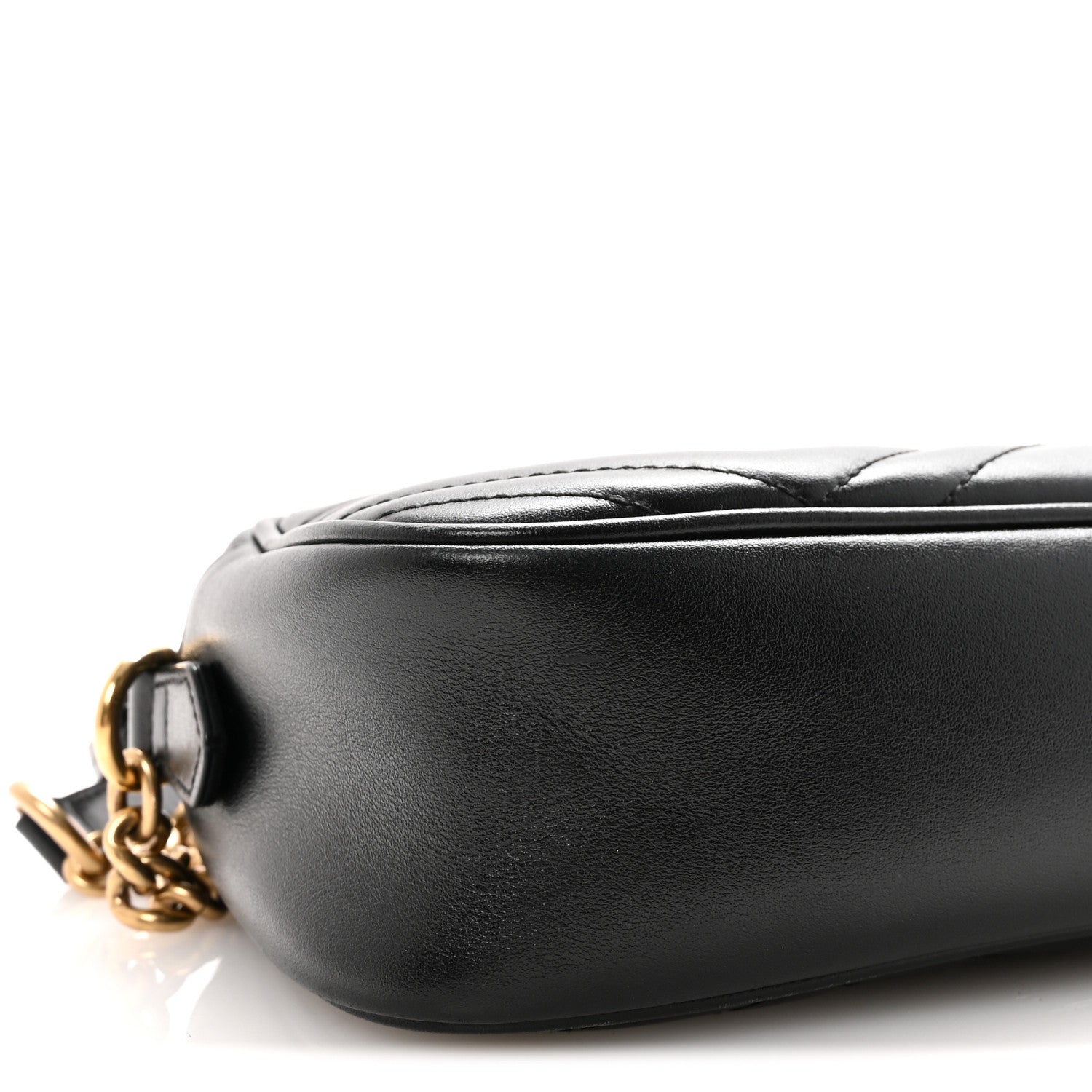 Calfskin Matelasse Small GG Marmont Chain Shoulder Bag Black