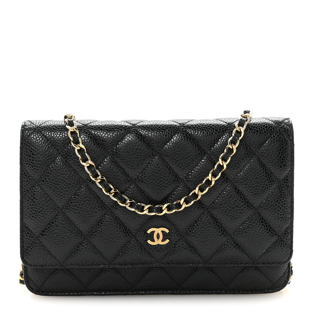 Caviar Quilted Wallet On Chain WOC Black