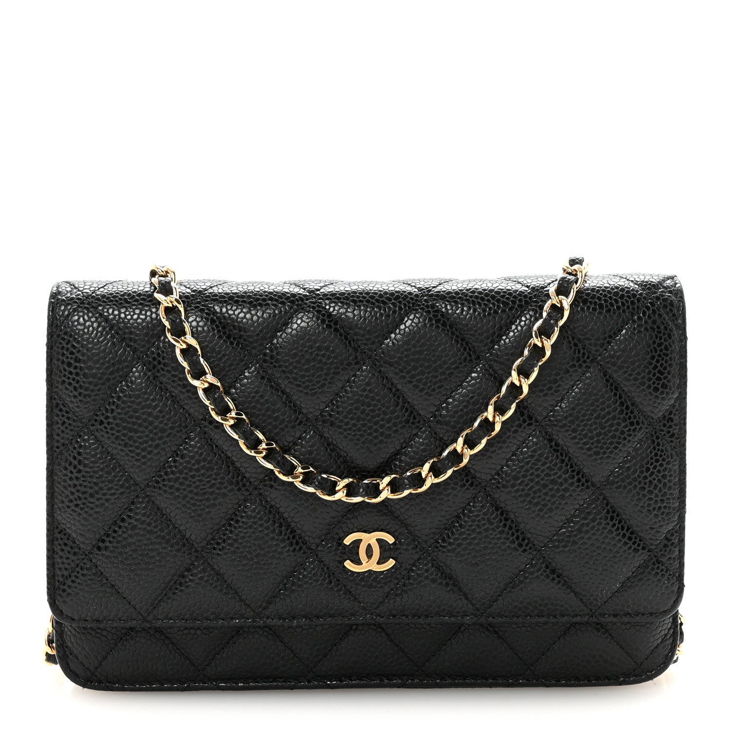 Caviar Quilted Wallet On Chain WOC Black