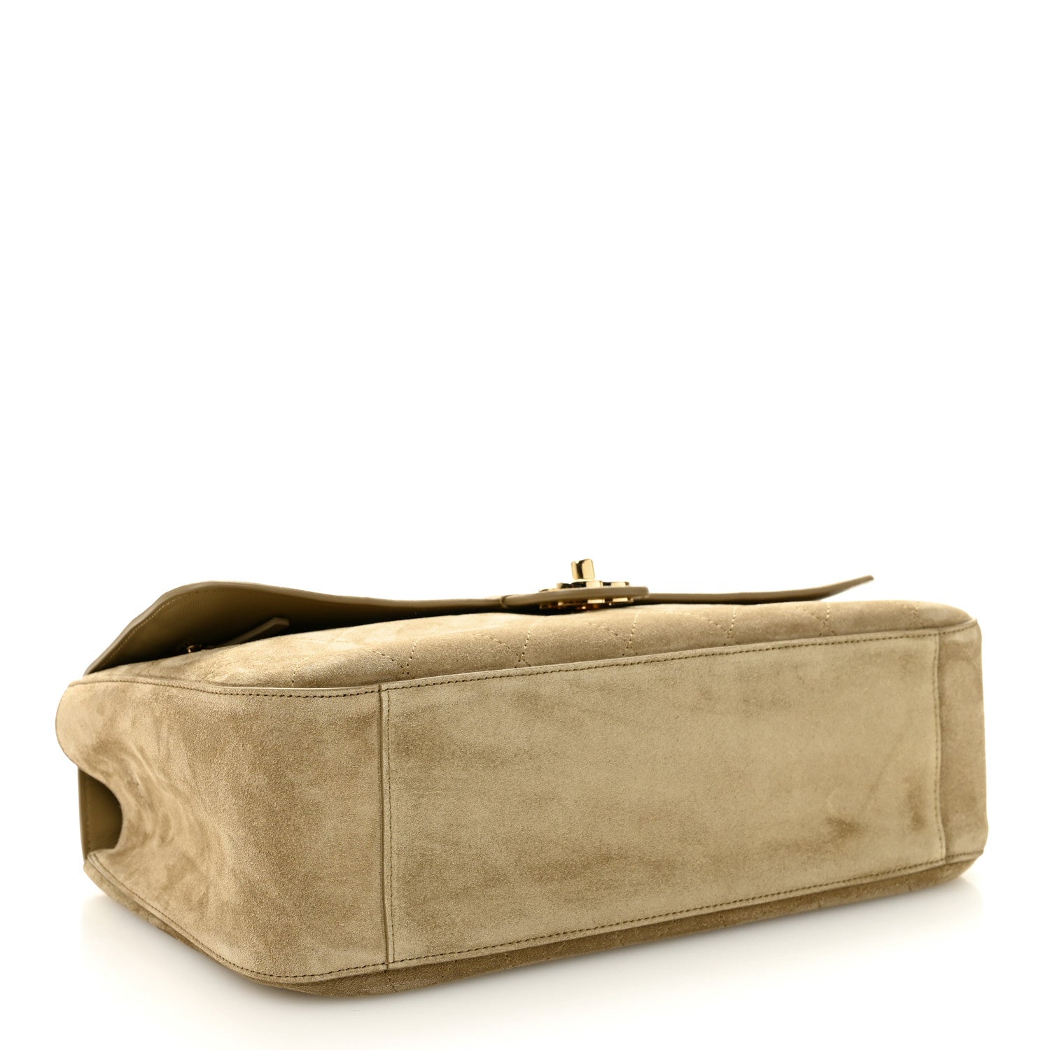 Suede Calfskin Small Souplissimo Maxi Flap Dark Beige