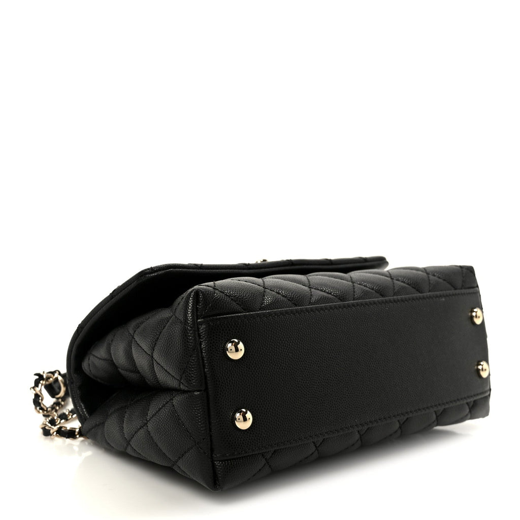 Caviar Quilted Mini Coco Handle Flap Black