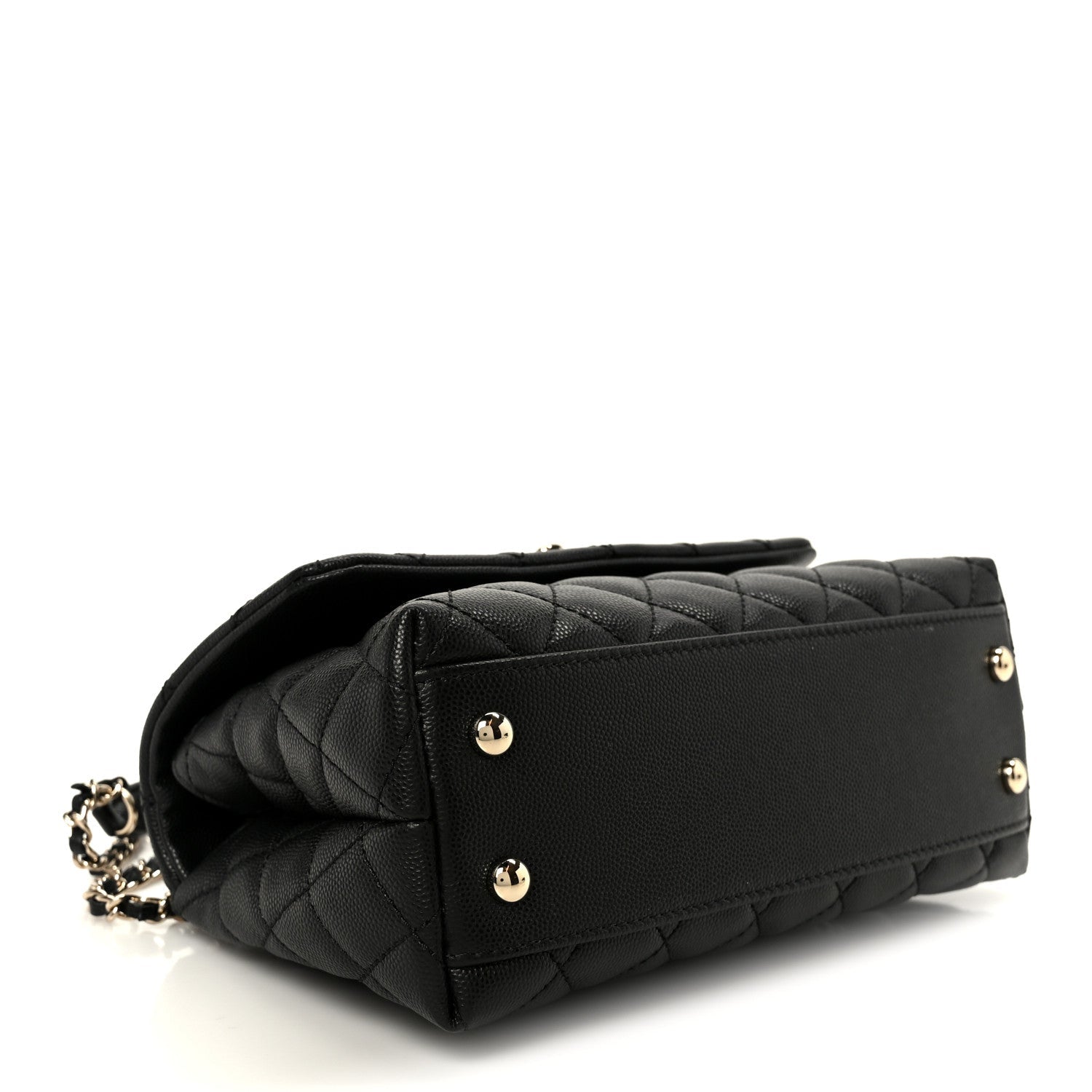 Caviar Quilted Mini Coco Handle Flap Black
