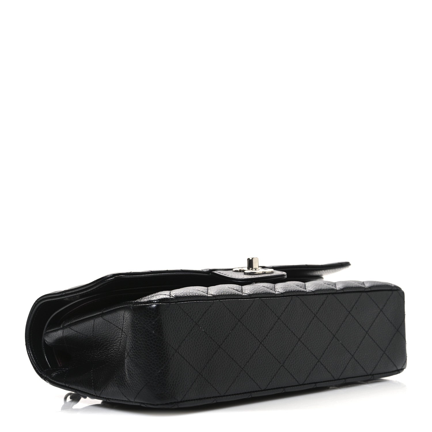 Caviar Quilted Medium Double Flap Black