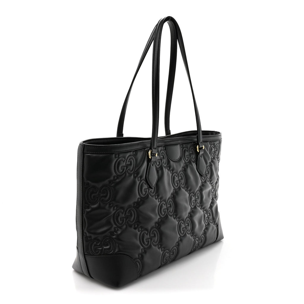 Calfskin GG Matelasse Medium Ophidia Shopping Tote Black
