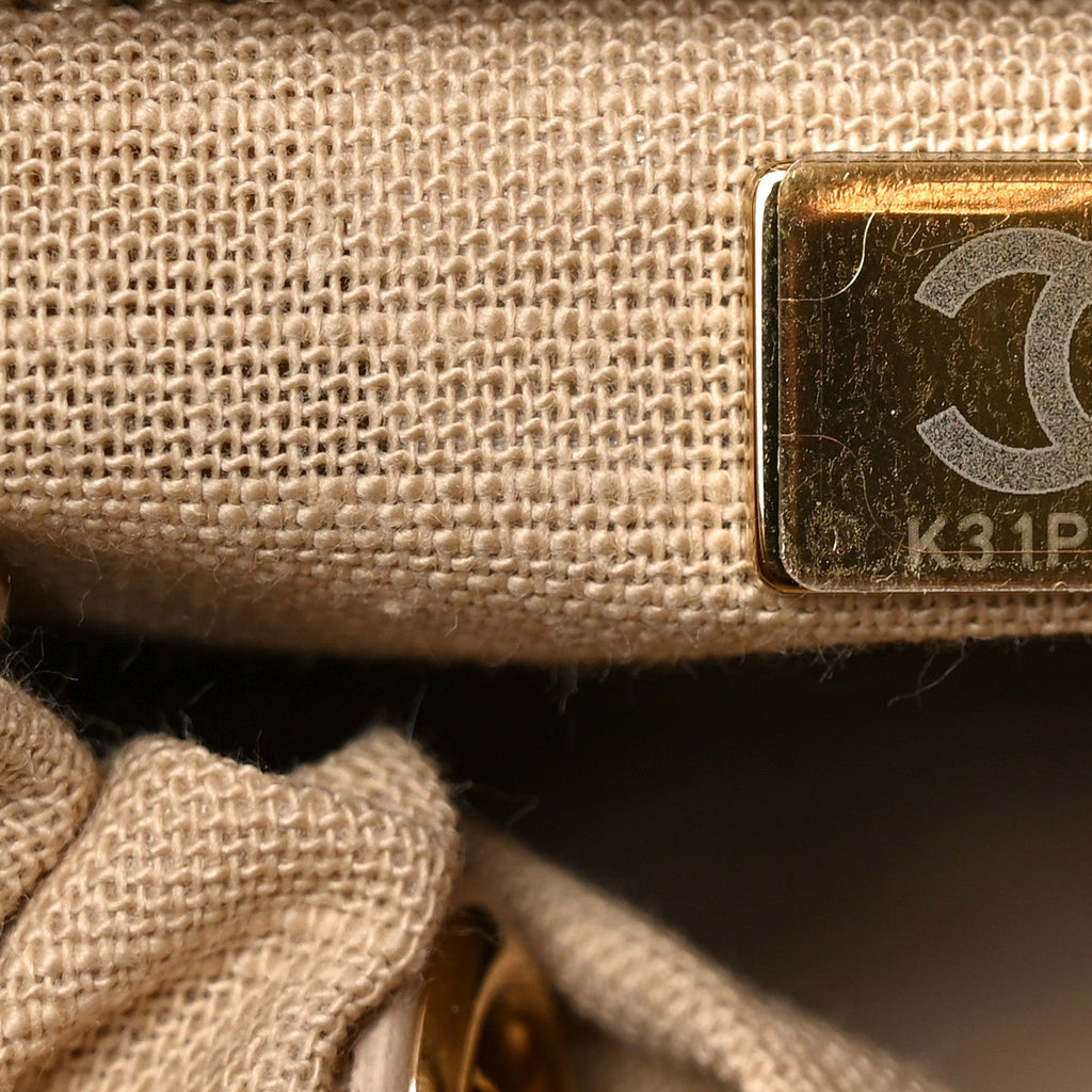 Calfskin Quilted Small Shopping Bag Brown