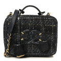 Tweed Snakeskin Quilted Medium CC Filigree Vanity Case Dark Navy