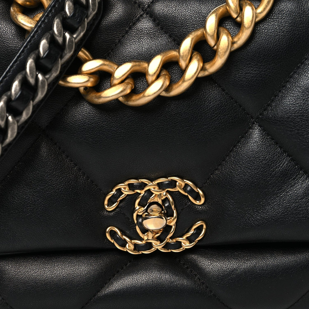 Lambskin Quilted Large Chanel 19 Flap Black