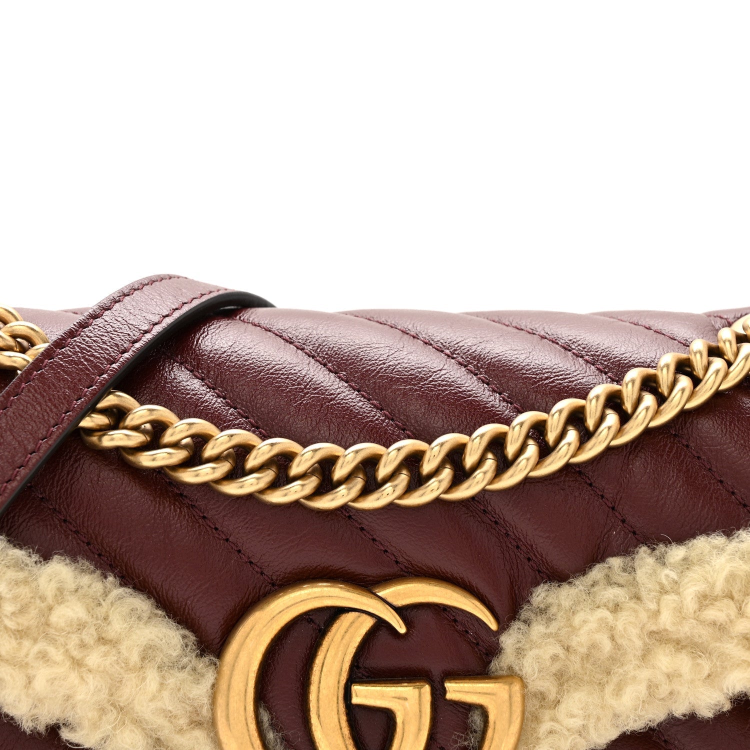 Azalea Calfskin Wool Matelasse Diagonal Small GG Marmont Shoulder Bag Sand Desert