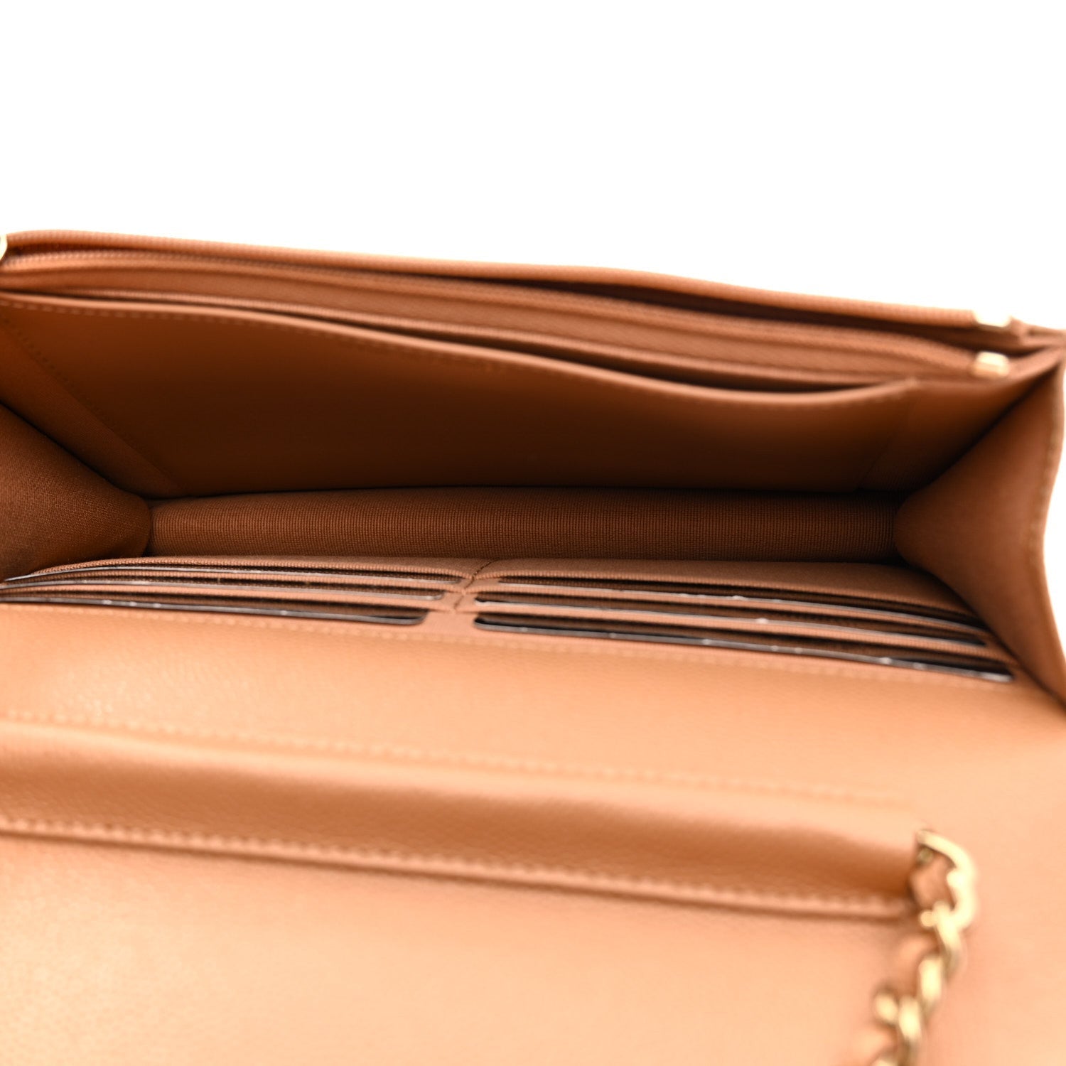 Caviar Quilted Wallet on Chain WOC Dark Beige