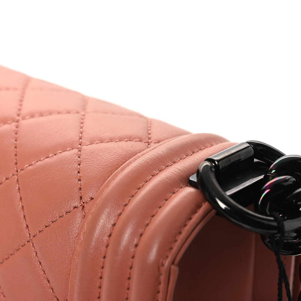 Calfskin Quilted Small Boy Flap Light Pink