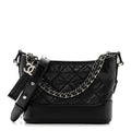 Aged Calfskin Quilted Small Gabrielle Hobo Black