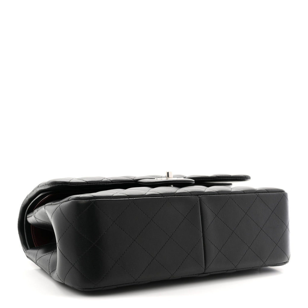 Lambskin Quilted Jumbo Double Flap Black