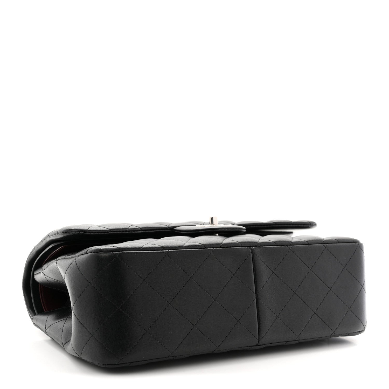 Lambskin Quilted Jumbo Double Flap Black