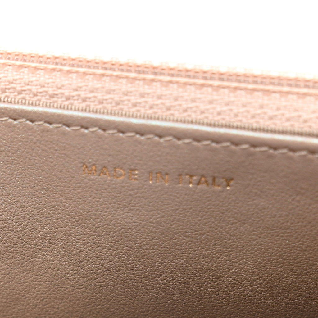 Iridescent Caviar Quilted Wallet on Chain WOC Beige