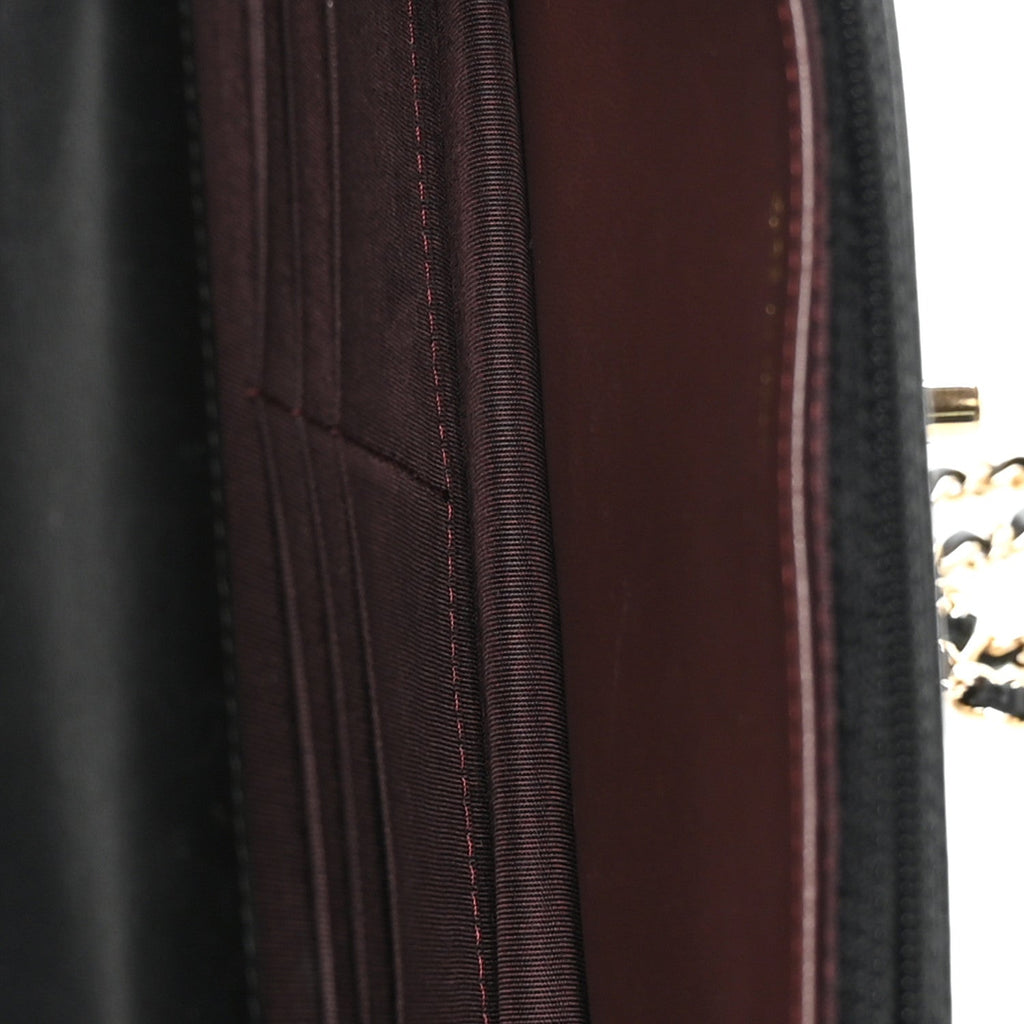 Lambskin Quilted Trendy CC Wallet On Chain WOC Black