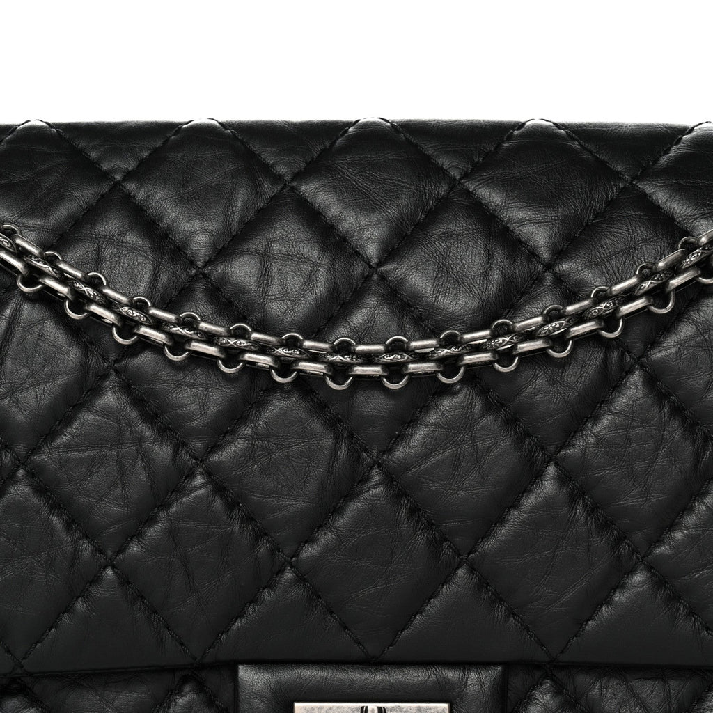 Aged Calfskin Quilted 2.55 Reissue 226 Flap Black