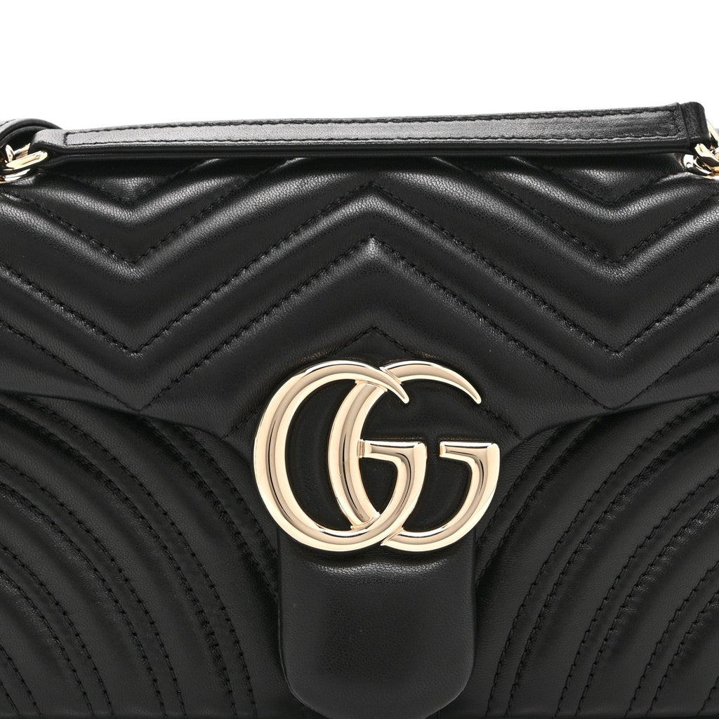 Lambskin Matelasse Medium GG Marmont Shoulder Bag Black