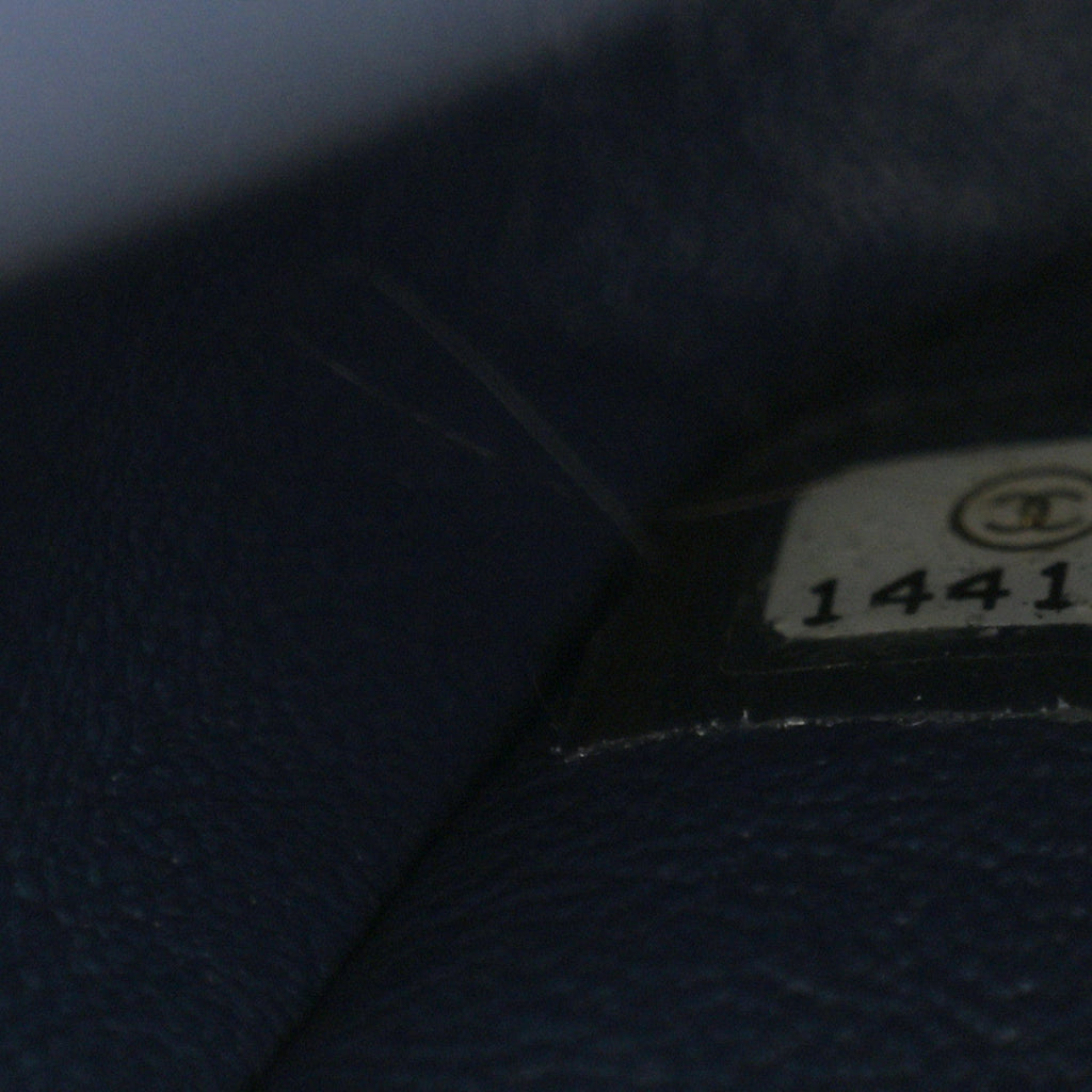 Patent Quilted Jumbo Double Flap Dark Blue