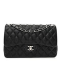 Lambskin Quilted Jumbo Double Flap Black