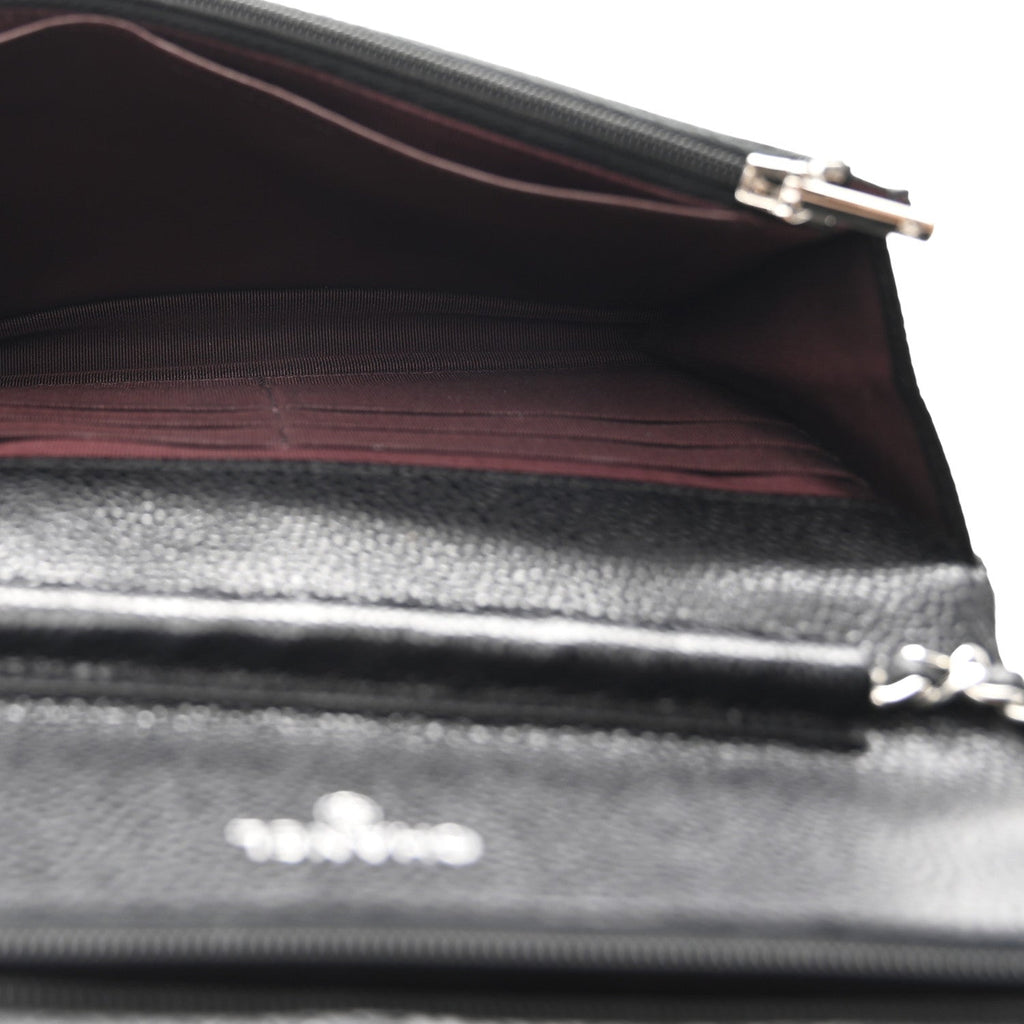 Caviar Quilted Wallet on Chain WOC Black