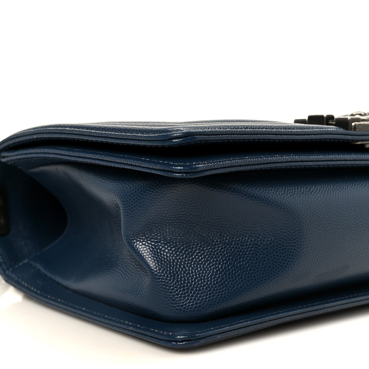 Caviar Quilted Medium Boy Flap Dark Navy Blue