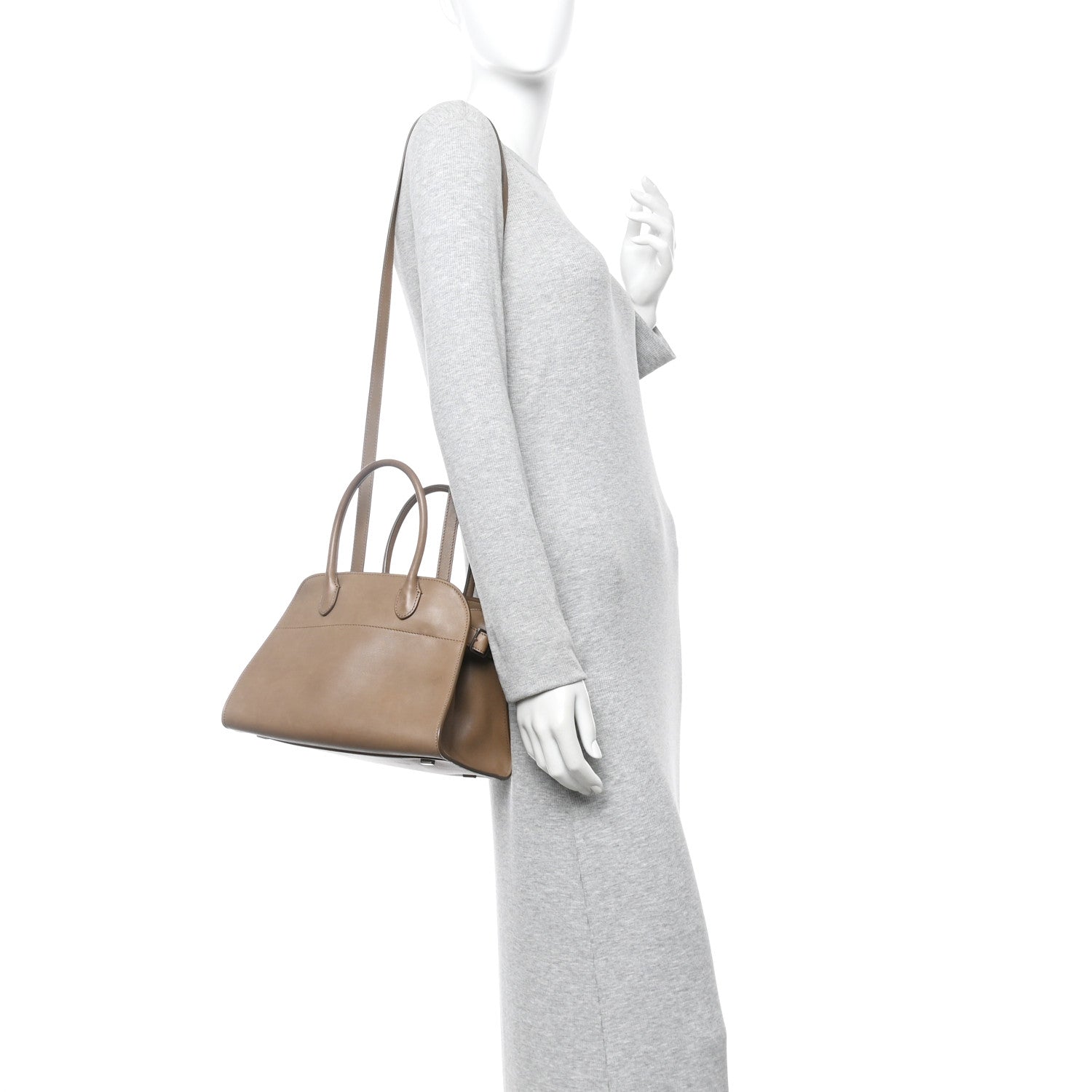 Polished Saddle Calfskin Soft Margaux 10 Bag Mouse Grey