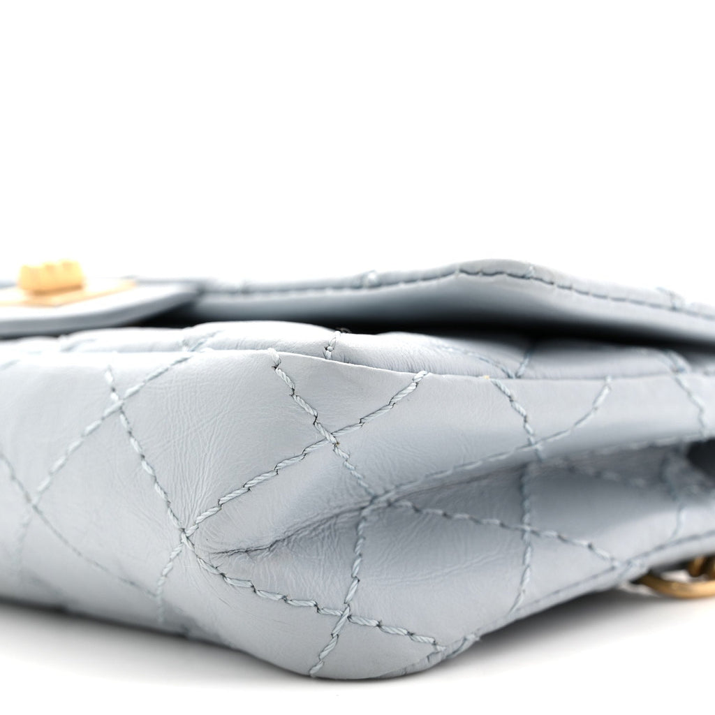Aged Calfskin Quilted 2.55 Reissue Chain Waist Bag Light Blue
