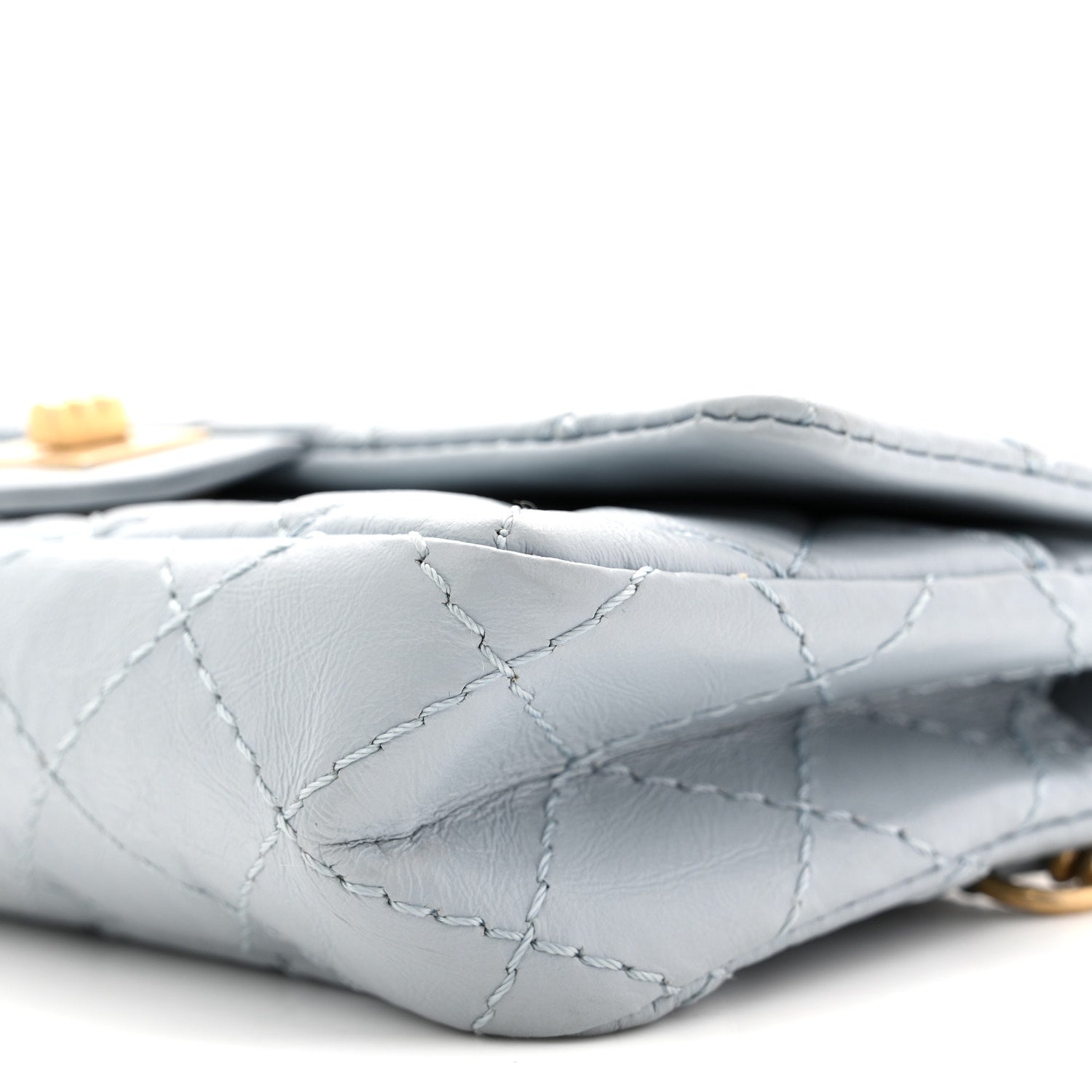Aged Calfskin Quilted 2.55 Reissue Chain Waist Bag Light Blue