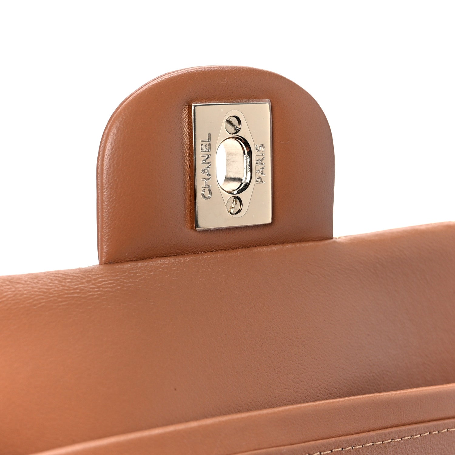 Lambskin Quilted Small Double Flap Brown