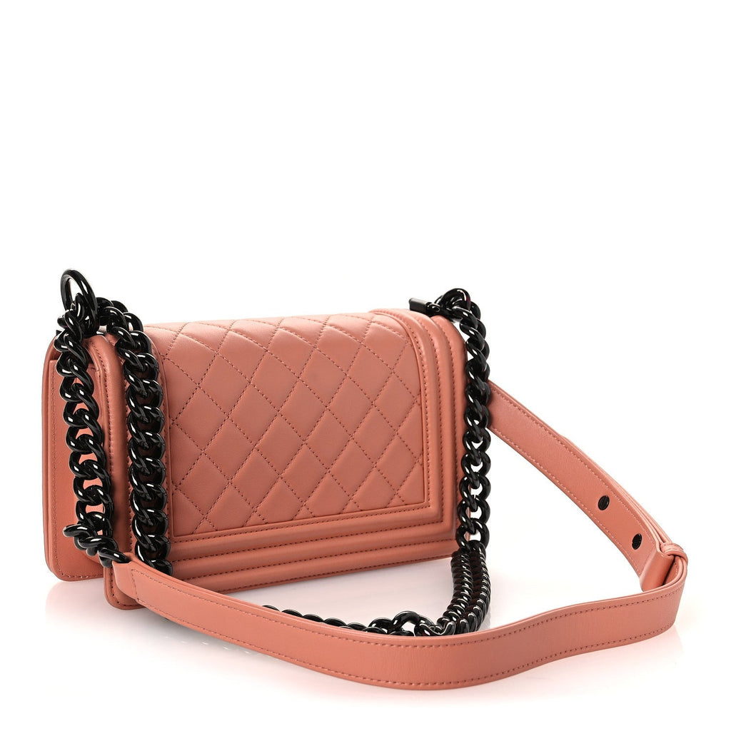 Calfskin Quilted Small Boy Flap Light Pink
