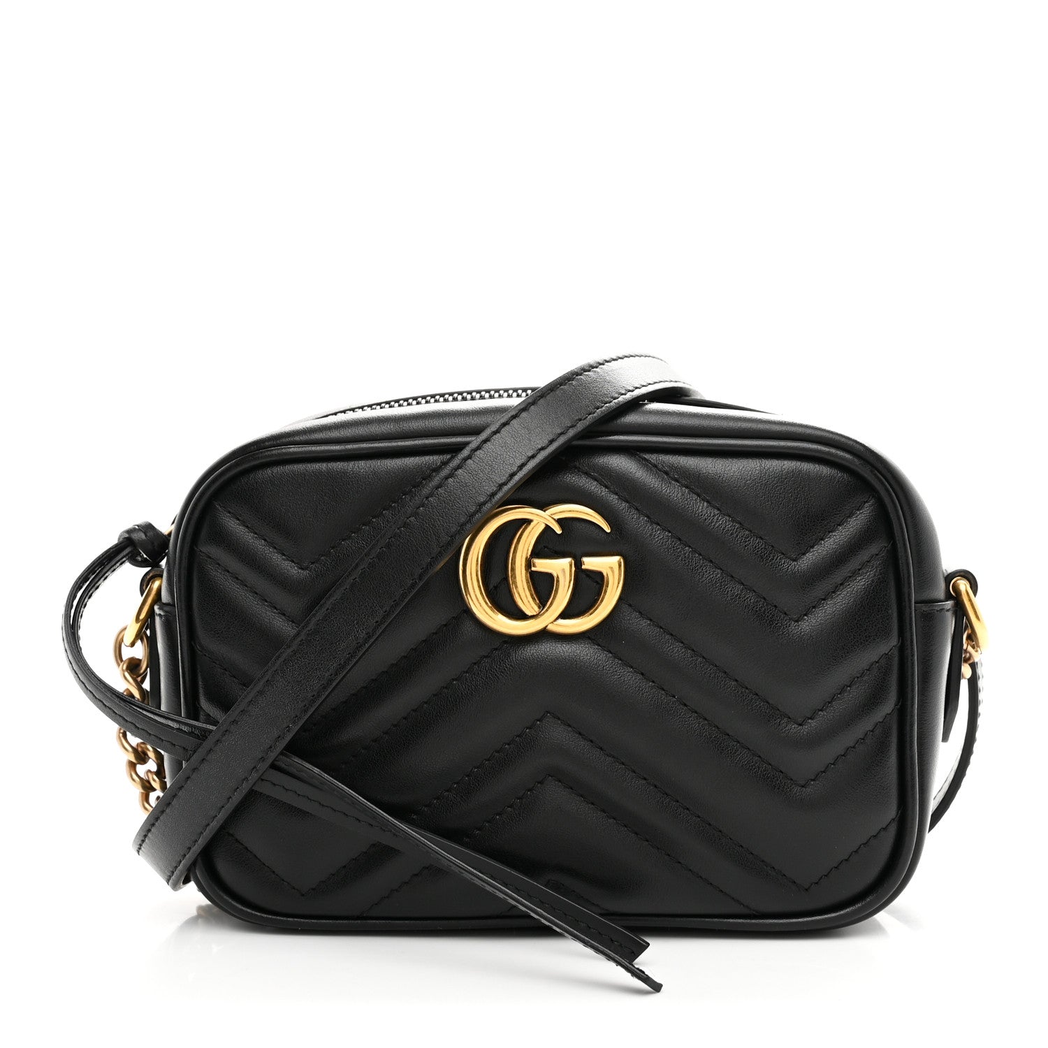 Calfskin Matelasse Mini GG Marmont Chain Shoulder Bag Black
