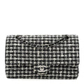 Tweed Quilted Medium Double Flap Black