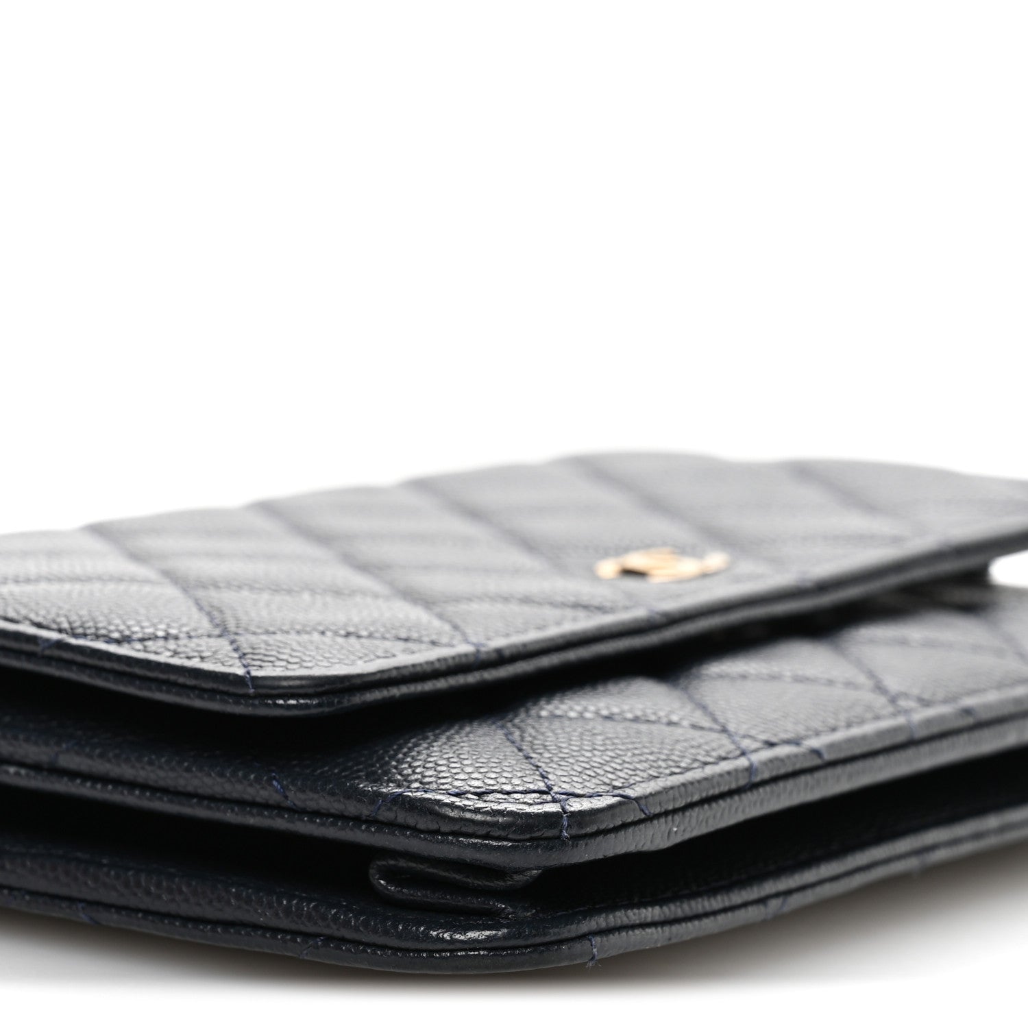 Caviar Quilted Wallet on Chain WOC Navy Blue