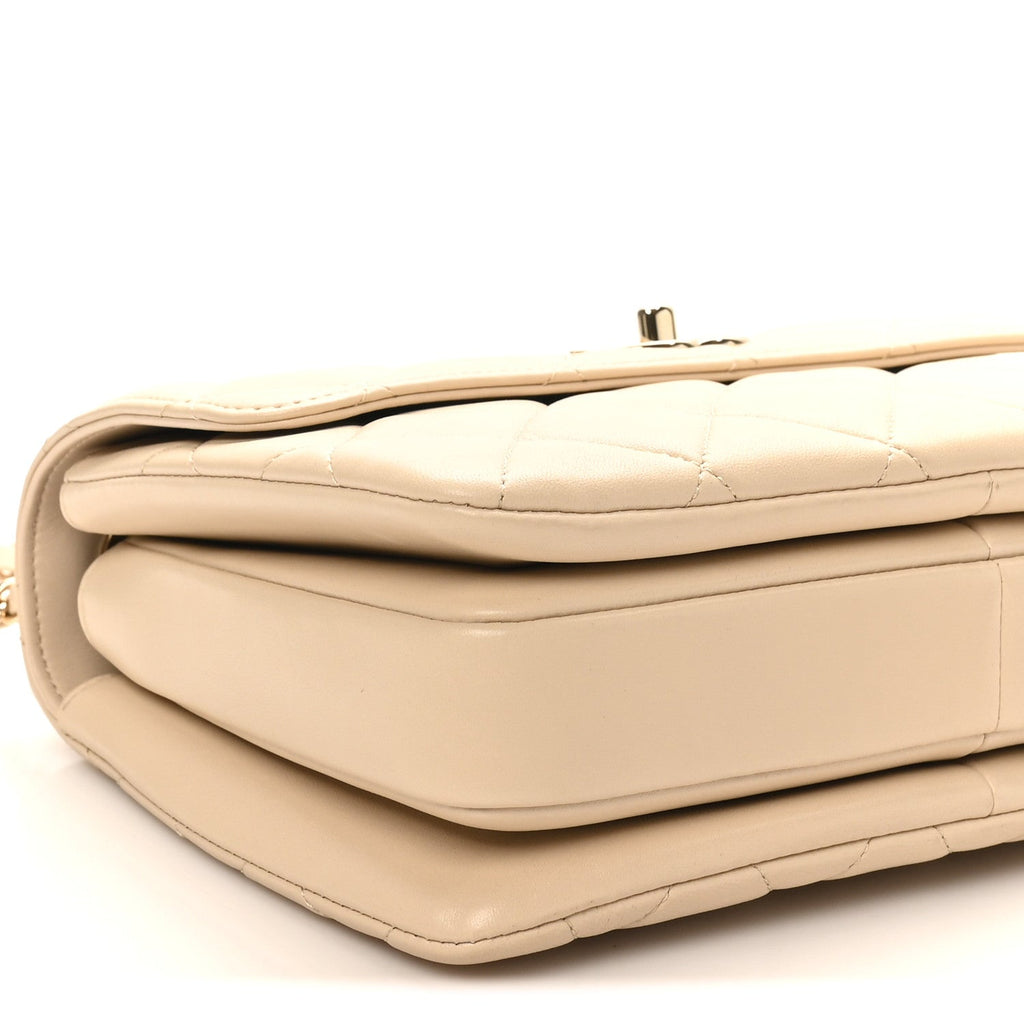 Lambskin Quilted Small Trendy CC Dual Handle Flap Bag Light Beige