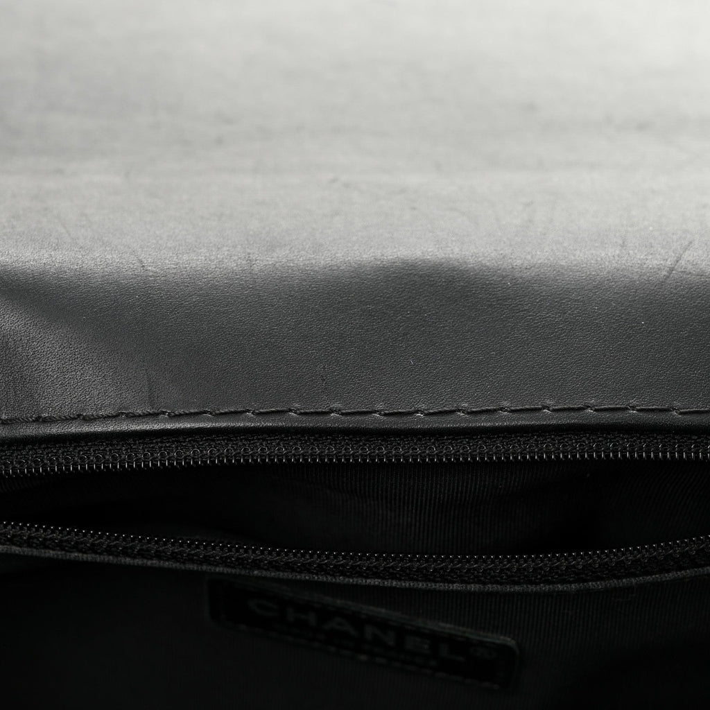 Calfskin Double Stitch Large Boy Flap Black