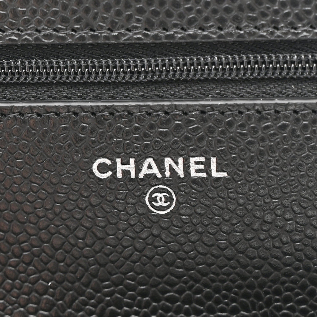 Caviar Quilted Wallet on Chain WOC Black