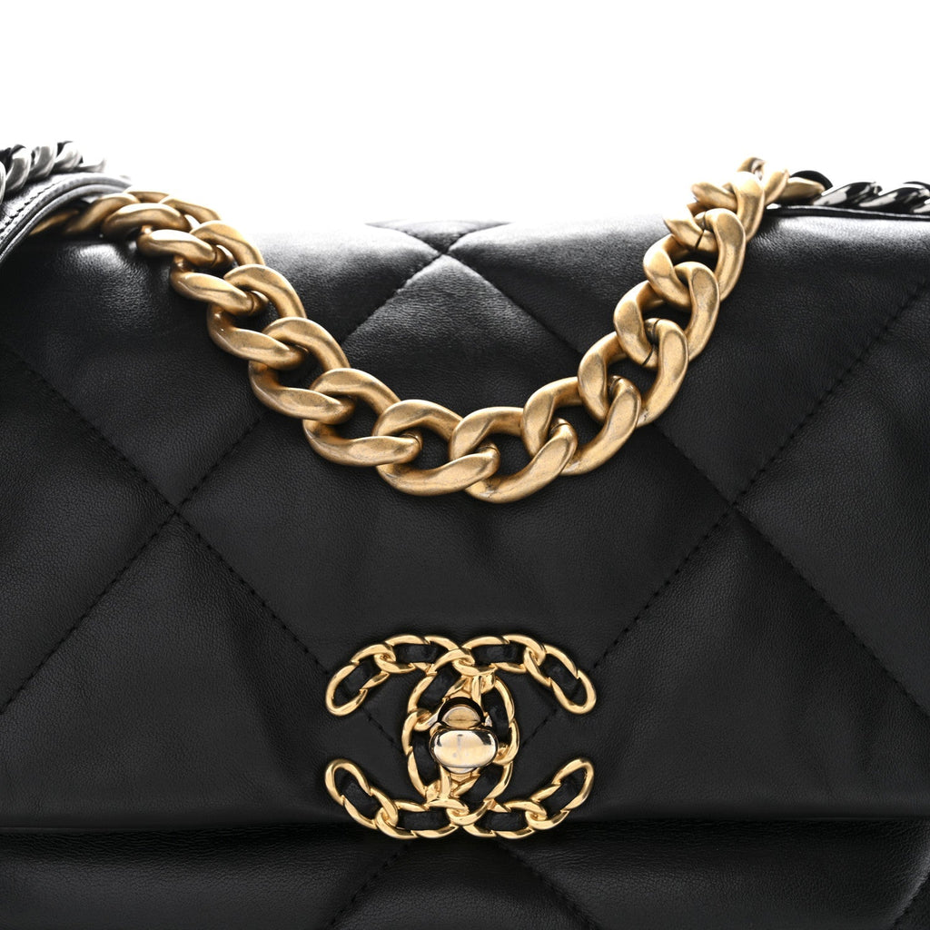 Lambskin Quilted Medium Chanel 19 Flap Black