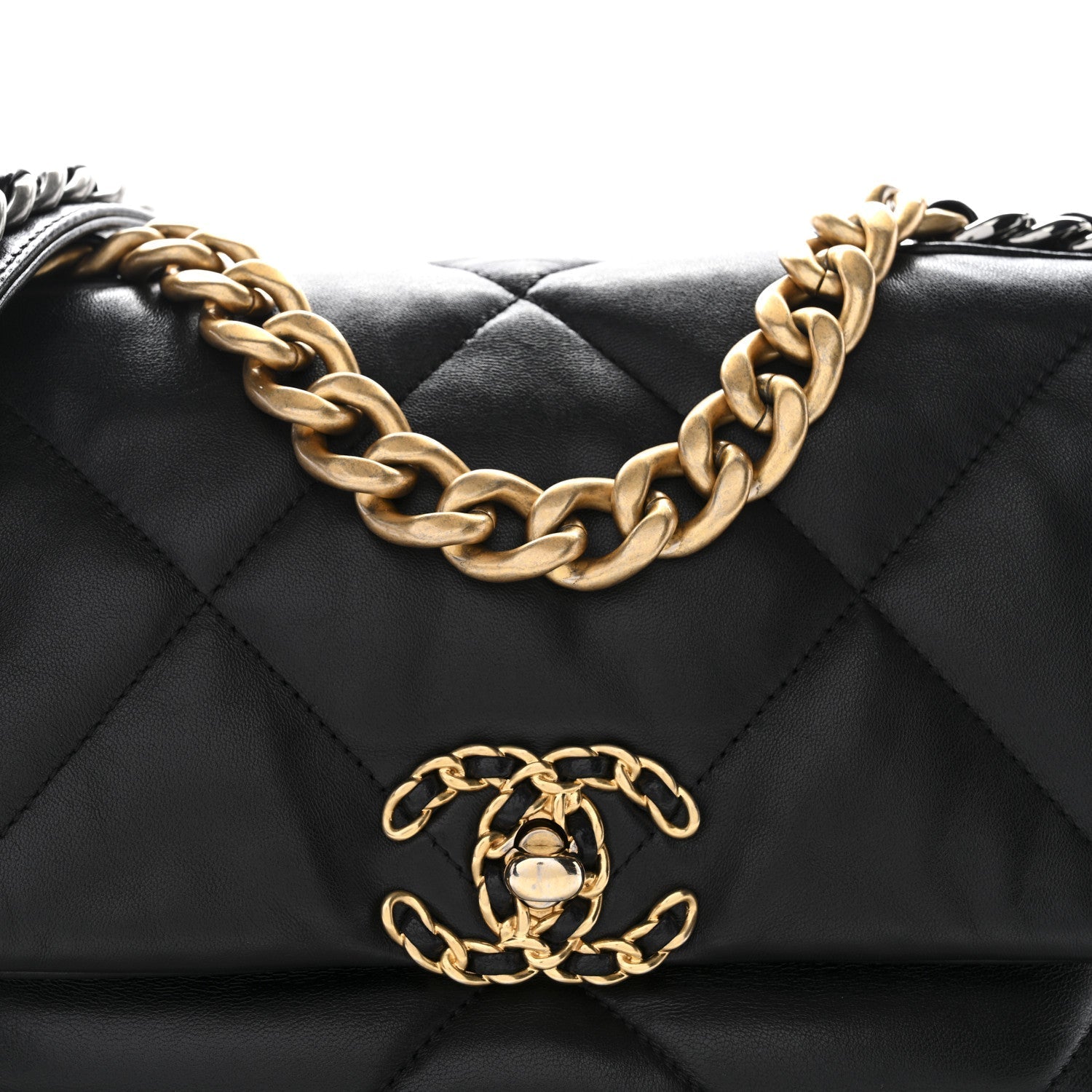 Lambskin Quilted Medium Chanel 19 Flap Black