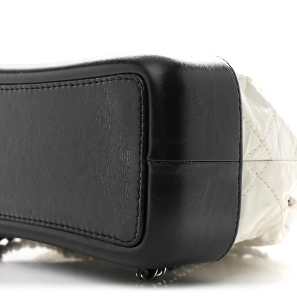 Aged Calfskin Quilted Small Gabrielle Backpack Black White