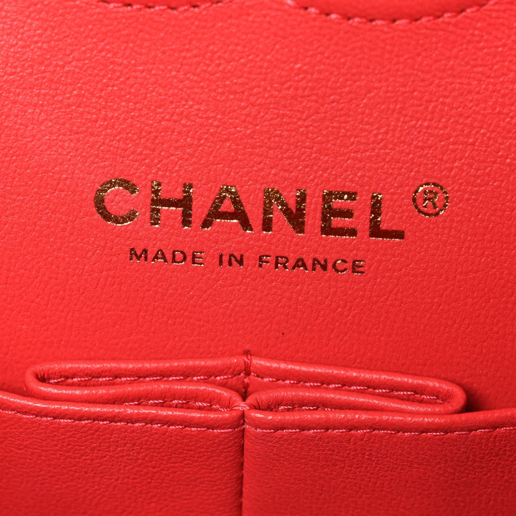 Caviar Quilted Medium Double Flap Red