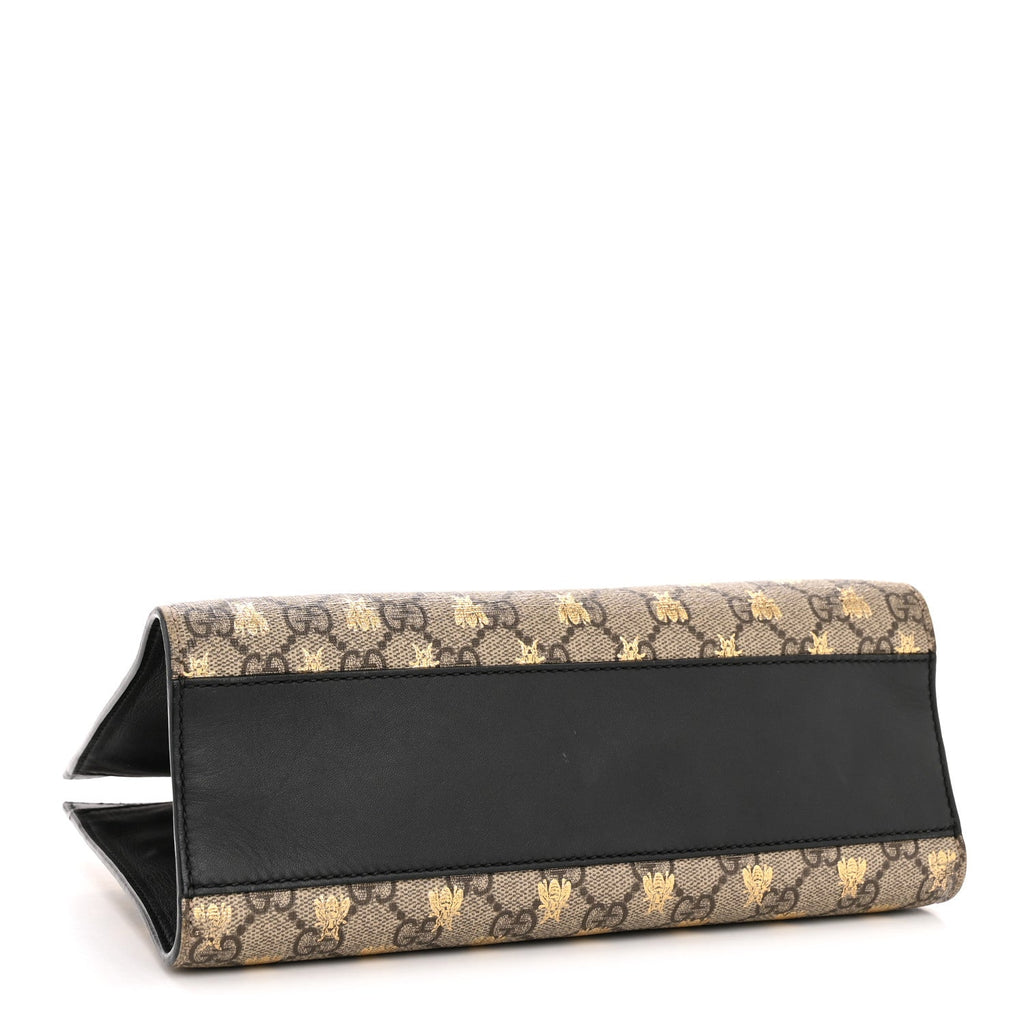 GG Supreme Monogram Bees Small Padlock Tote Beige Oro Black
